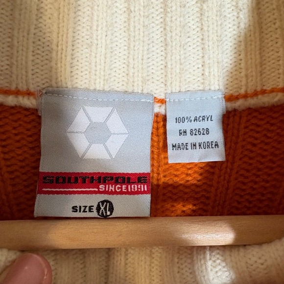 Vtg South Pole Ski Sweater Men's Size‎ XL Chunky Knit Ribbed Orange Retro - Picture 5 of 7